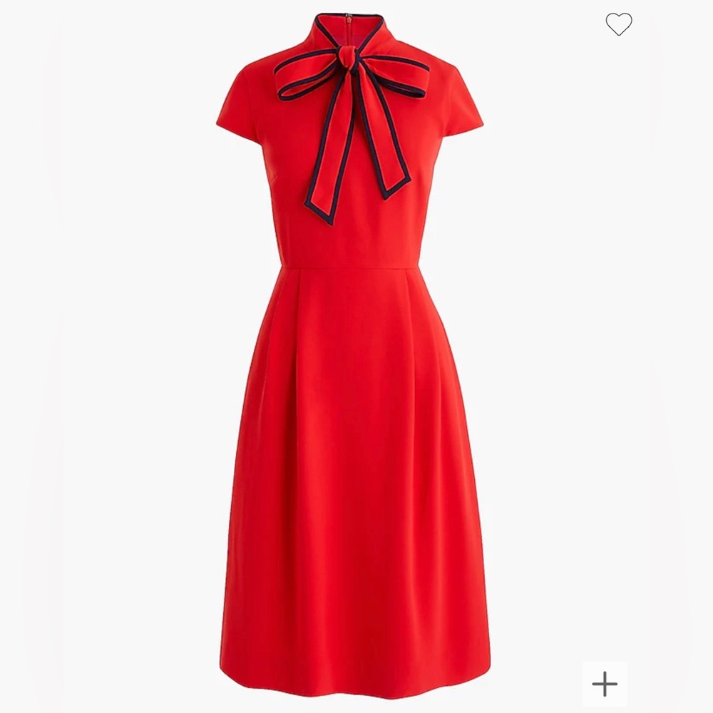 J.Crew NWT Red Bow Neck Cap Sleeve A Line Dress Size 2